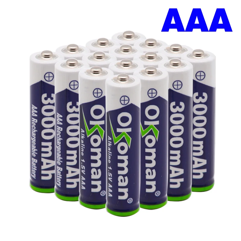 Высокая емкость 1 5 V AAA 3000 mAh Щелочная аккумуляторная батарея + 3800 AA щелочная для