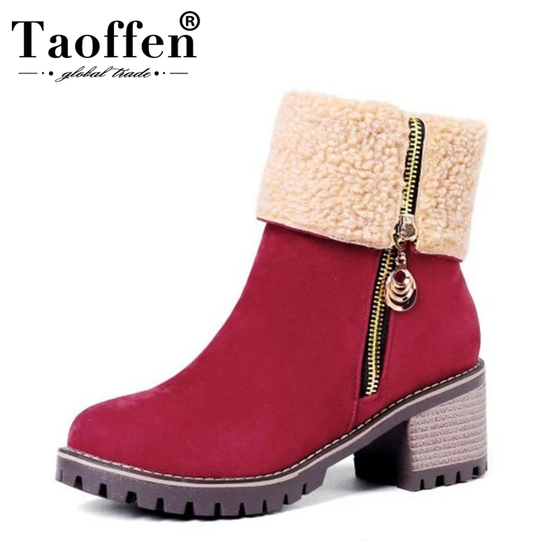 

Taoffen Women Snow Boots Thick Bottom Platform Ankle Boots For Women Shoes Thick Warm fur Winter Women Boots size 34-43