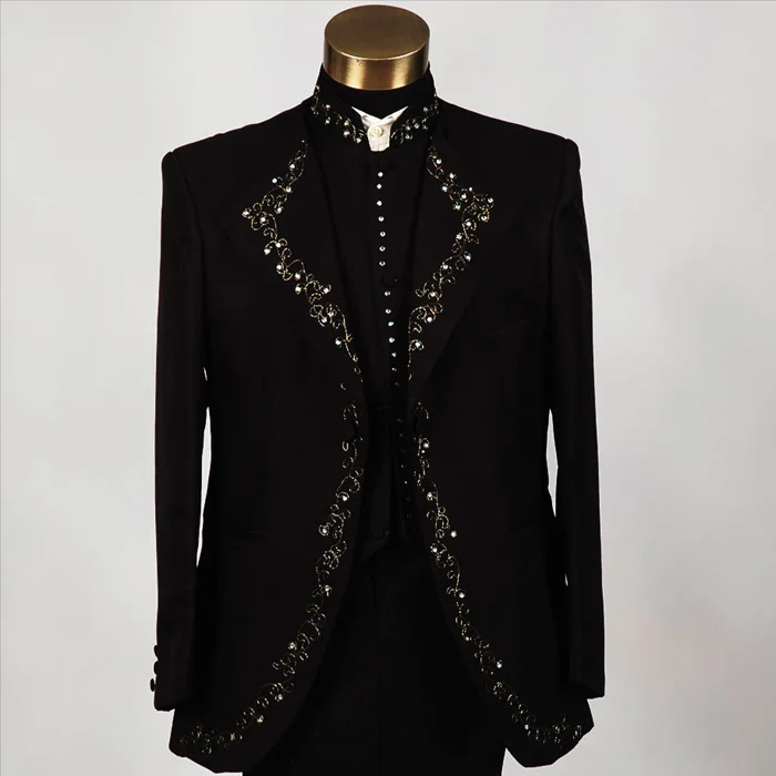 Slim fit Rhinestones Embroidered sequins singer suits master ceremonies