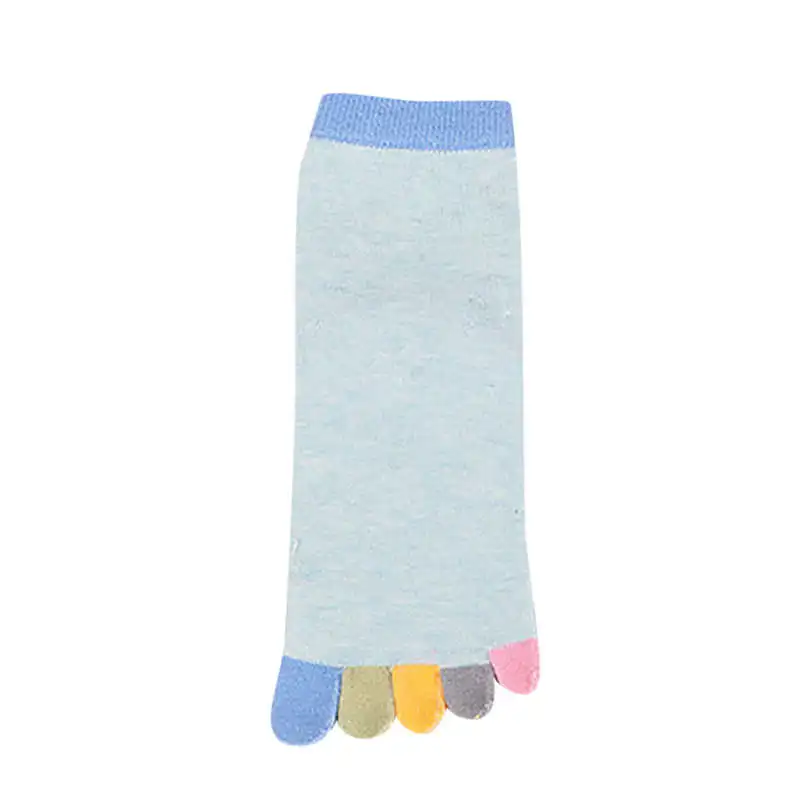 New Fashion Winter Women Girls Casual Daily Print Multicolor Mid Tube Toe Socks Five Finger Sock Cotton  Socks #4F03 (1)