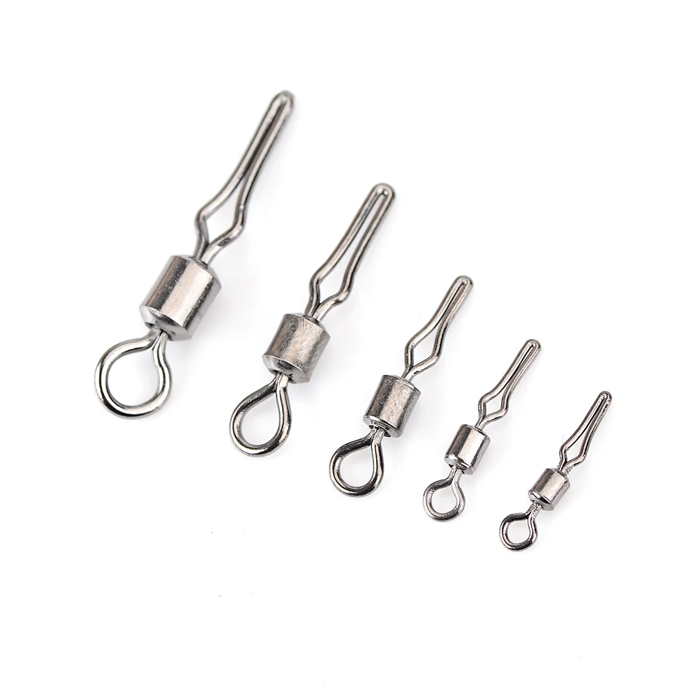 

1 Pack 1/0# 2# 4# 6# 8# 10# Fishing Swivel With Side Line Clip Fishhook Lure Connector Terminal Pesca Fishing Tackle FISH KING