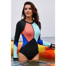 Женские сдельные костюмы Мягкий купальник на молнии спереди с длинным рукавом спортивный купальник для серфинга купальный костюм Пляжная одежда