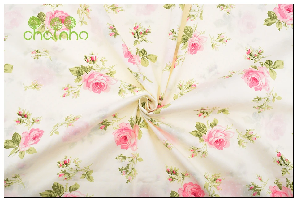 Chainho, 8 шт./лот, саржевая хлопковая ткань с принтом розы, Лоскутная Ткань для шитья своими руками, Детские простыни, материал для платья
