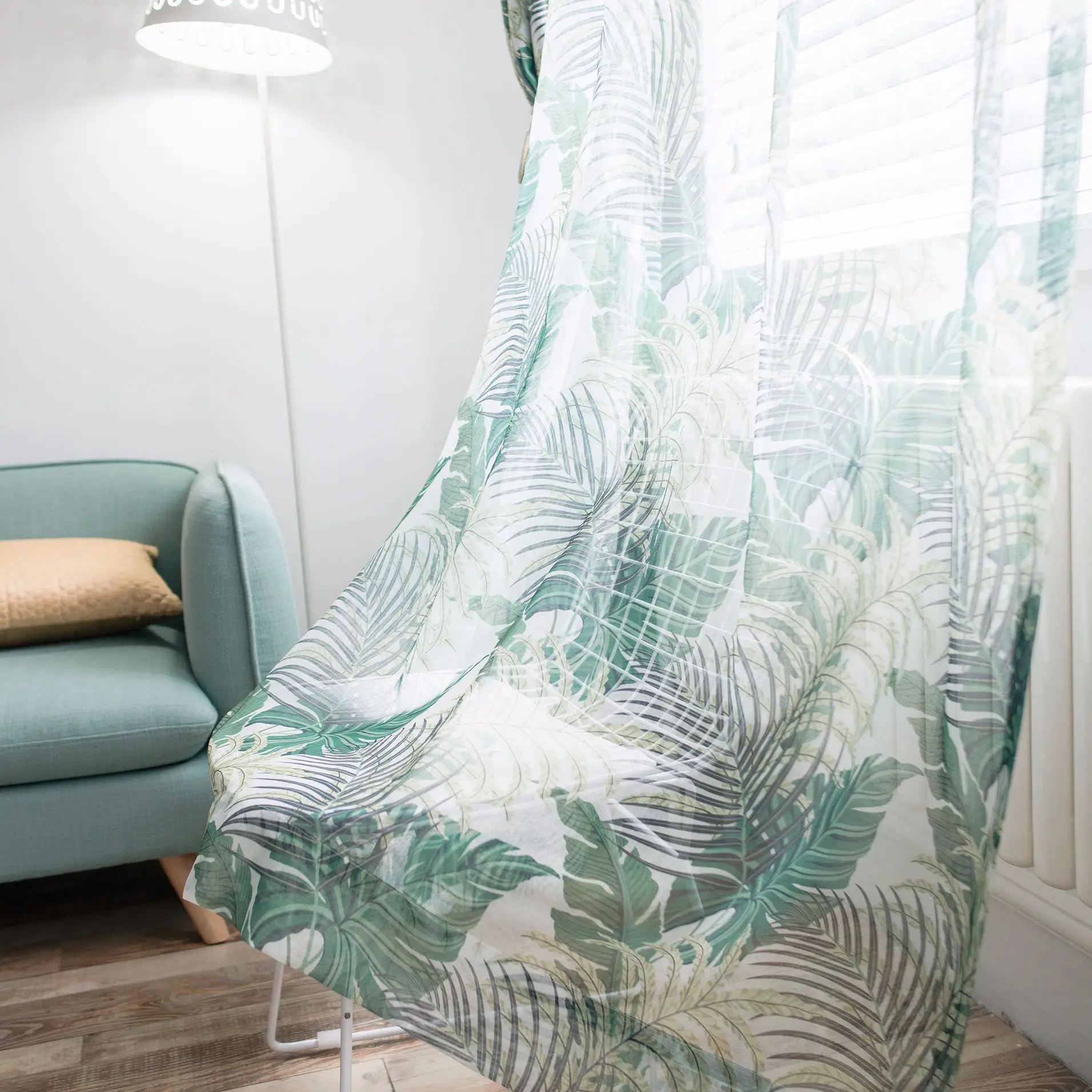 

Slow Soul Green Red Oxygen Curtain Modern European French Window Leaves Curtains For Living Room Bedroom Sheer Ready Made