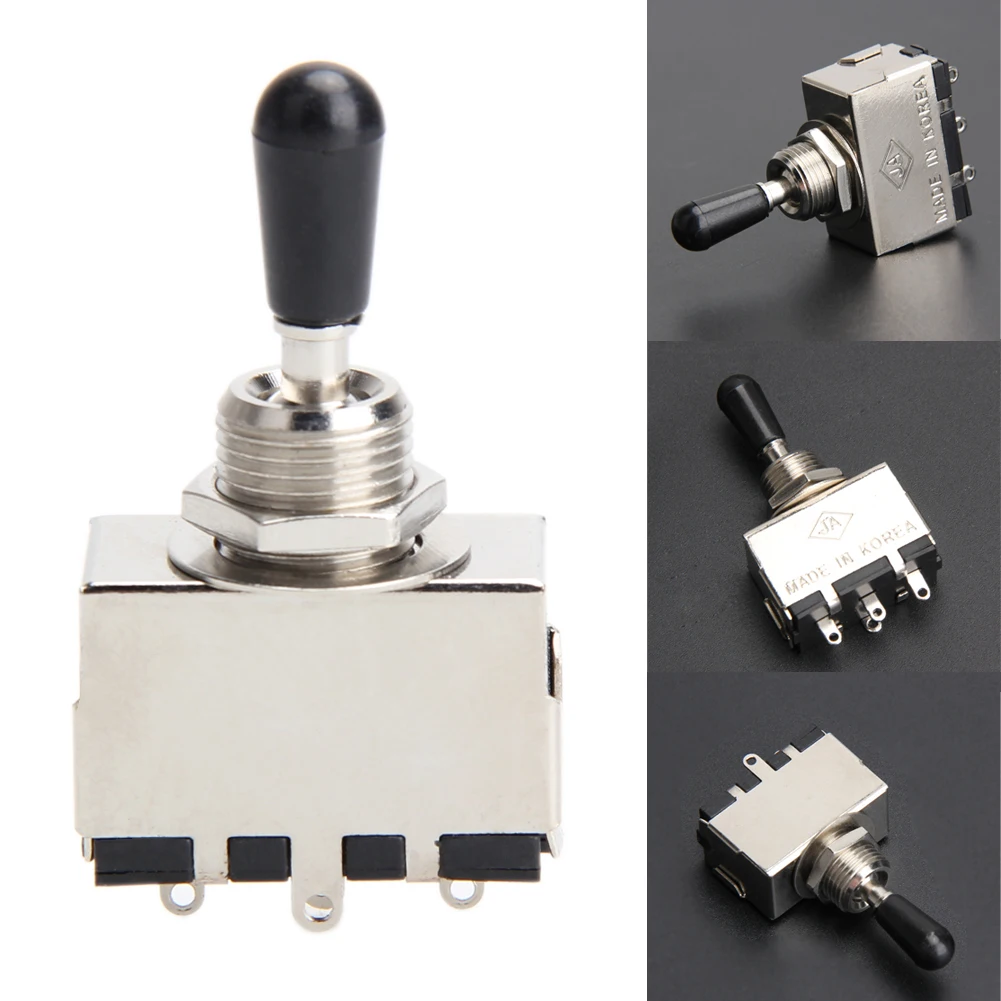 

Promotion! Silver 3 Position Pickup Selector Toggle Switch with Black Tip Mini Latching Toggle Switch for electric guitars