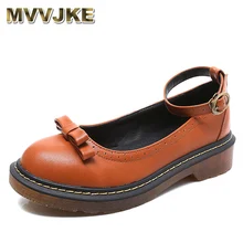 MVVJKE модные теплые глубокие ботильоны с бантиками, большие Размеры Туфли без каблуков повседневная обувь Ремешок на щиколотке женские туфли-оксфорды; Для женщин кружева британская обувь A037