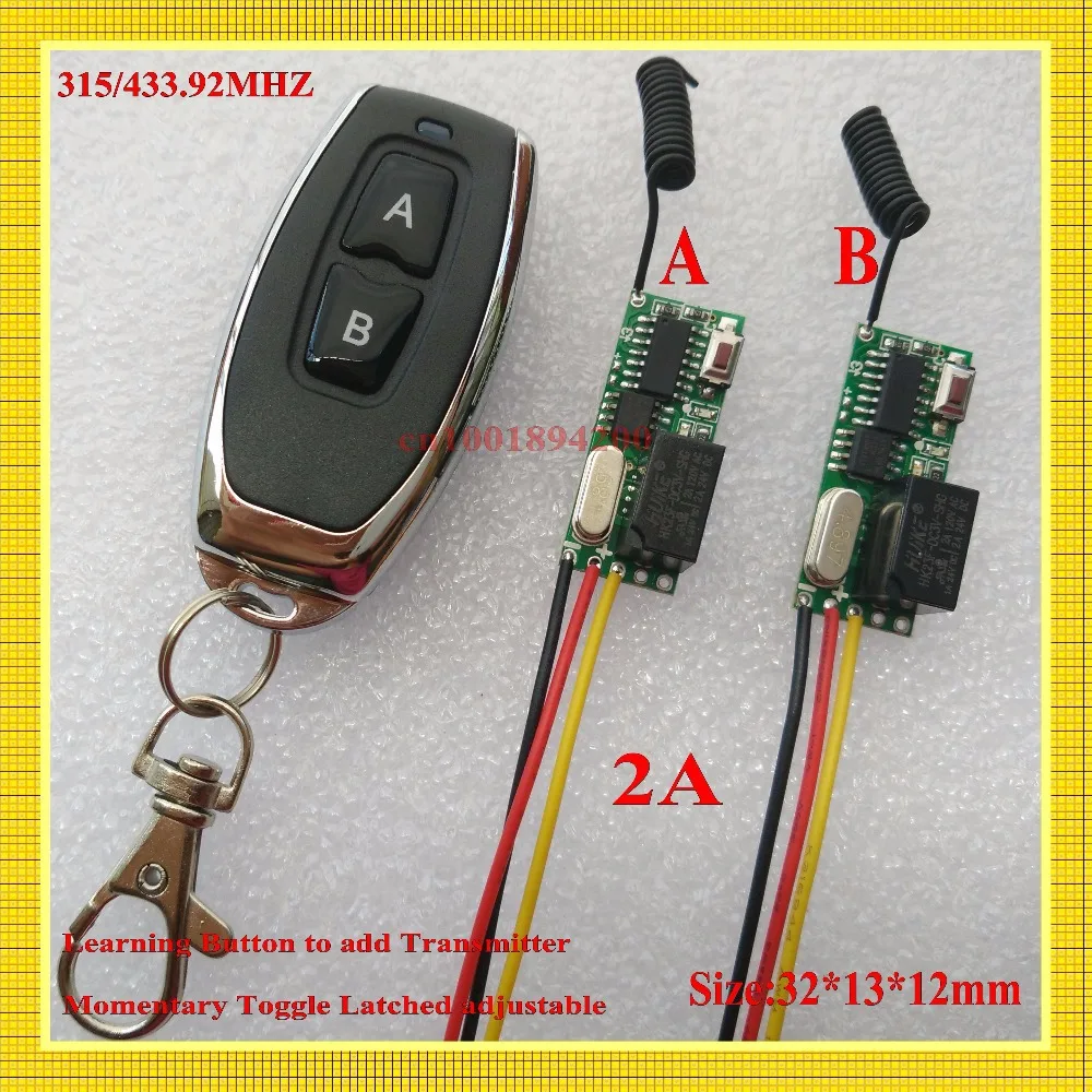 DC 3V 5V Relay Micro Remote Switch 315/433 2A Receiver