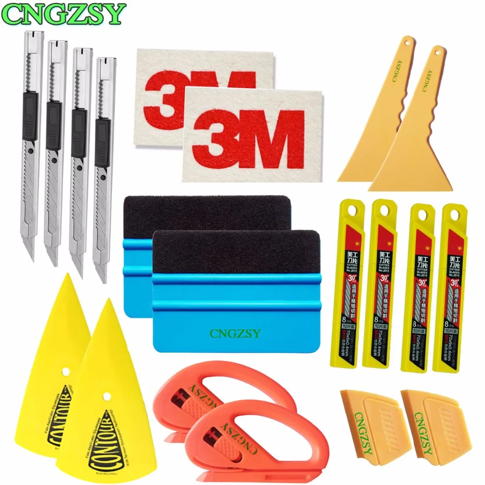 

Art Knife Blades Vinyl Cutter Felt Squeegee Sharp Mini Wool Triangle Scraper Car Window Tinting Tool Kit Vinyl Film Wrap Set K26