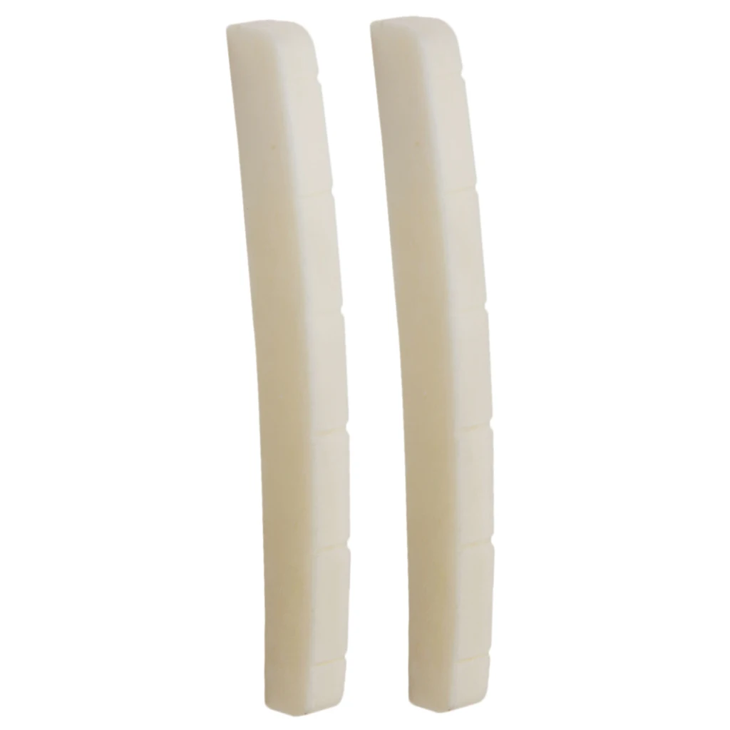 2x Ivory Curved Slotted Bone Nut for Fender Stratocaster Tele Guitar Bridge Saddle Nut