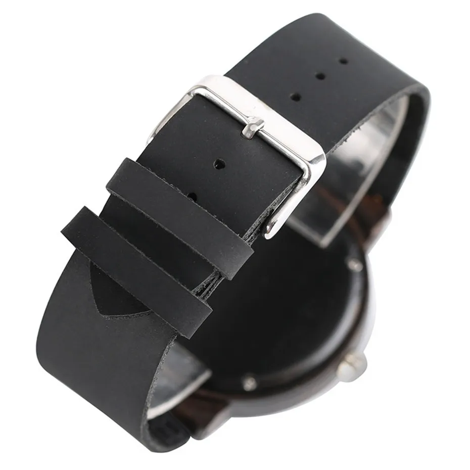 2018 New Arrival Nature Ebony Wood Watches Bamboo Quartz Wrist Watch Fashion Casual Genuine Leather Band Strap Watches for Men (7)