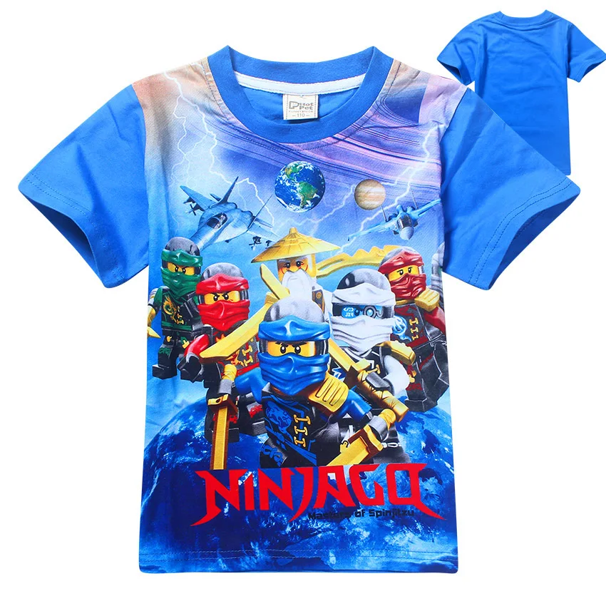 Футболка Тобо для мальчиков, Детская летняя одежда Ninjago, топы для мальчиков с мультяшным принтом, футболки, костюмы трансформера - Цвет: Небесно-голубой