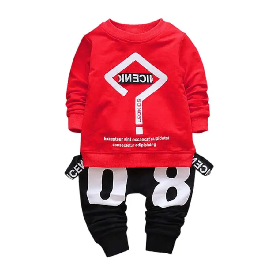 

Boys Clothes Children Suits Toddler Baby Kid Boy Girl Outfits Letter Printing Question Mark T-shirt Tops+Pants Clothes Set