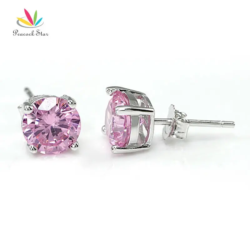 Женские серьги гвоздики из серебра с фианитом|earring rhinestone|earring woodearring packaging |