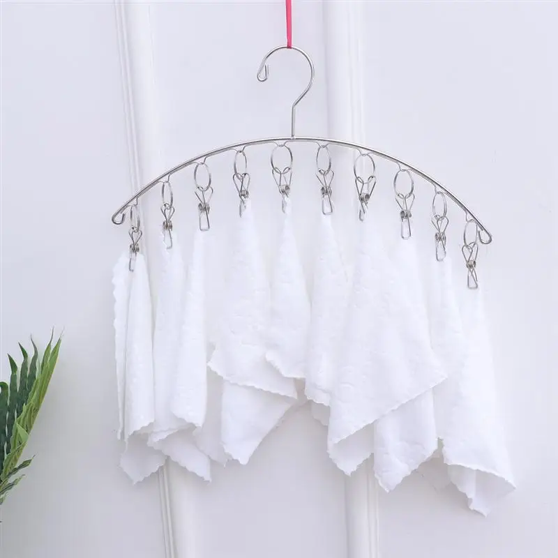 2pcs Stainless Steel Clothes Drying Durable Laundry Rack Hanger Clips For Towels Socks Diapers Underwear