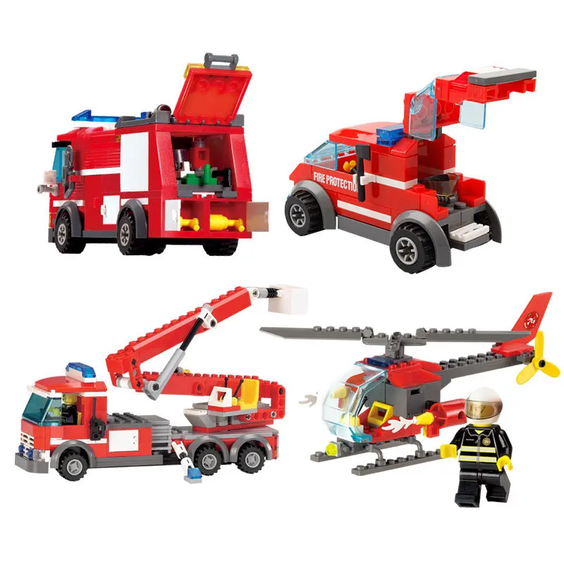 8053 игрушек 244 шт. строительные блоки серии город пожарная техника обучающая