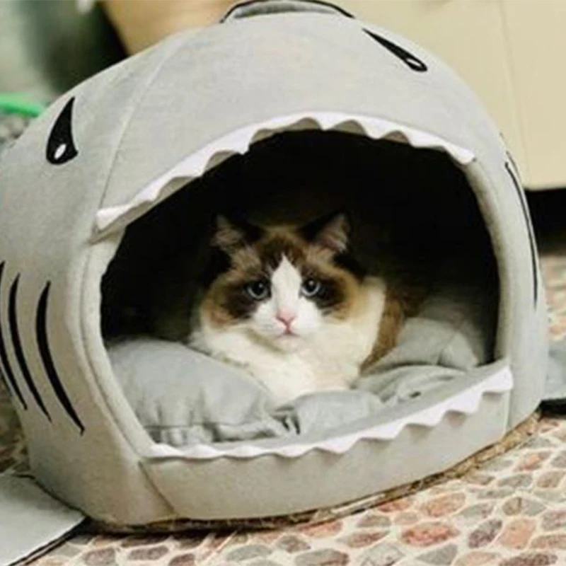 Акула кровать для питомца моющаяся Акула домик для питомца пещера кровать для маленькой средней собаки кошки со съемной подушкой и водонепроницаемым дном