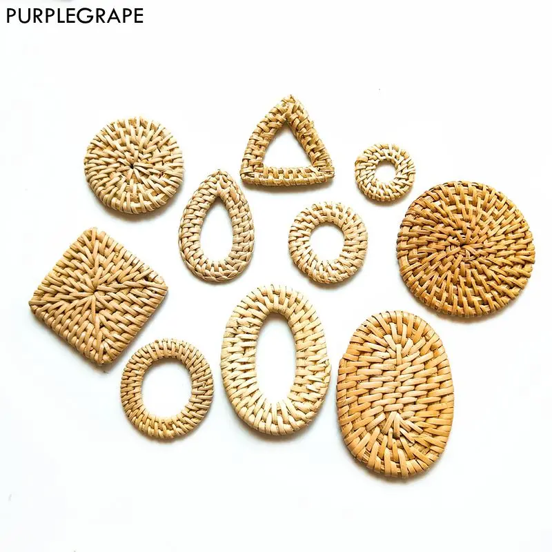

PURPLEGRAPE Minimalist fashion bamboo geometric holiday style earrings accessories DIY handmade pendant a pack of 1