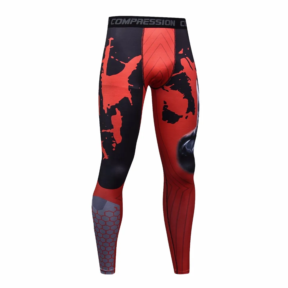 Высокая эластичность мужские компрессионные утягивающие штаны MMA повседневные Бодибилдинг мужские фитнес облегающие брюки, легинсы аниме 3D печати джоггеры - Цвет: KZ13