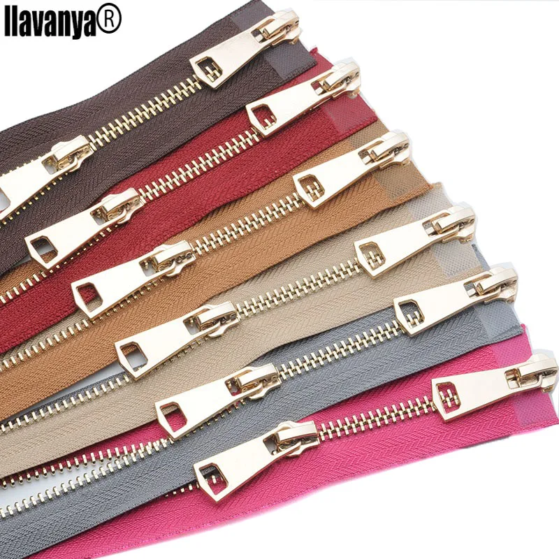 ﻿Buy 5 metal copper zipper bright light gold teeth high grade leather