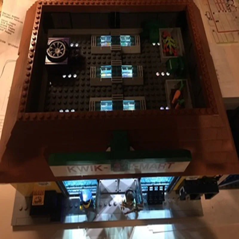 Светодио дный ламп для Lego Building City Street 71016 Симпсоны Kwik E Mart игрушки Совместимые 16004