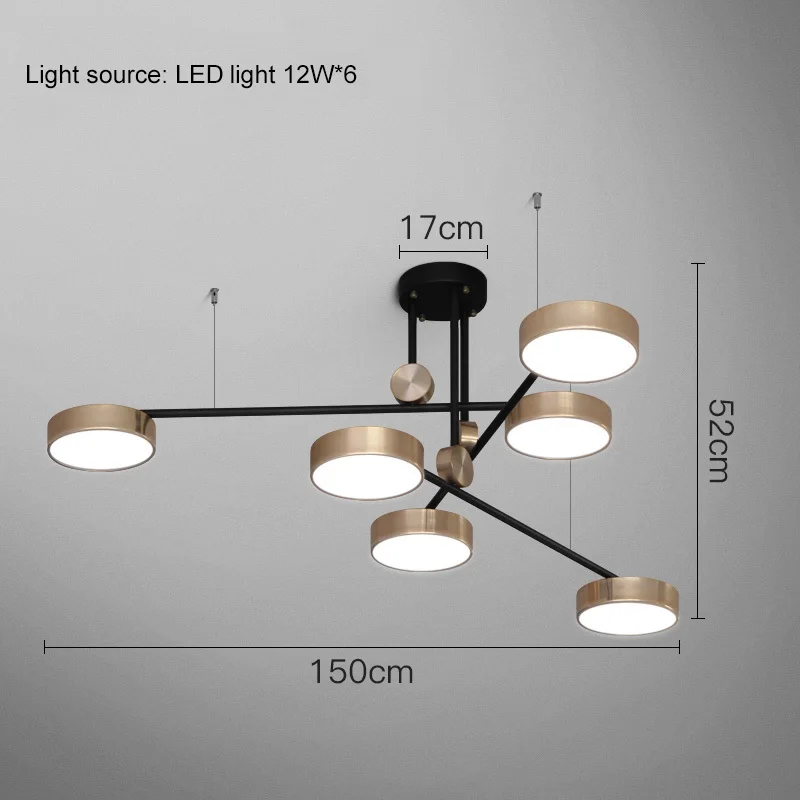 Пост-современный золотой яркий трехцветный подвесной светильник простой и элегантный атмосферный вращающийся светильник для ресторана роскошный подвесной светильник s - Цвет корпуса: 6 heads