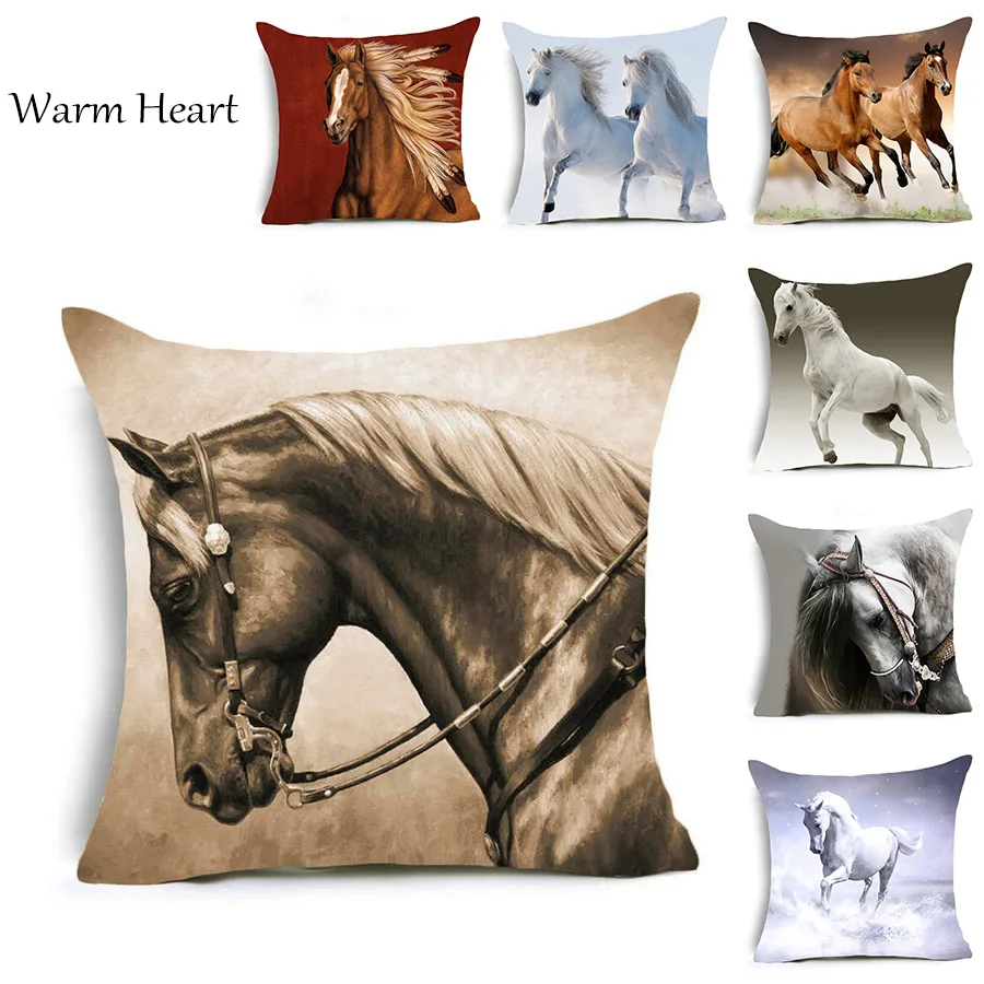 

Horse Cushion Cover Animal Pattern Printed Pillow Case Polyester 45*45 CM Throw Pillow Cover Decorative For Home Bedroom Office