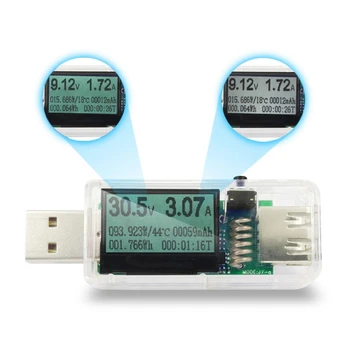 

12 In 1 Usb Tester Dc Digital Voltmeter Voltage Current Meter Ammeter Detector Power Bank Charger Indicator Transparent Shell