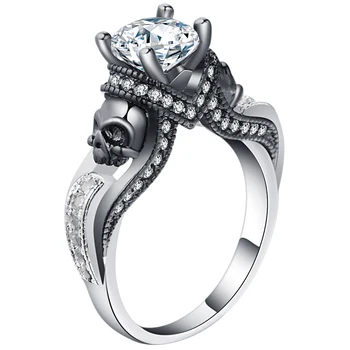 

Hainon Women's Skull Ring European and American Punk style Motor Biker Men Party Ring Birthday stone skull men's jewelry Rings