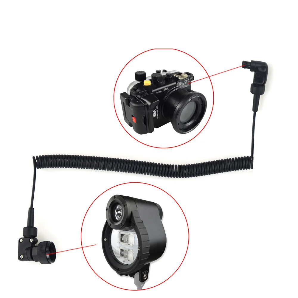 Sync Cord Optic Fiber Cable for Seafrogs Meikon Underwater Strobe 1m Female and Male Interface Diving Lighting System Accessory