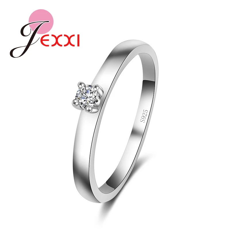 

High Quality Women Fashion Jewelry Wedding Elegant Rings 925 Sterling Silver Anniversary CZ Crystal Finger Accessories