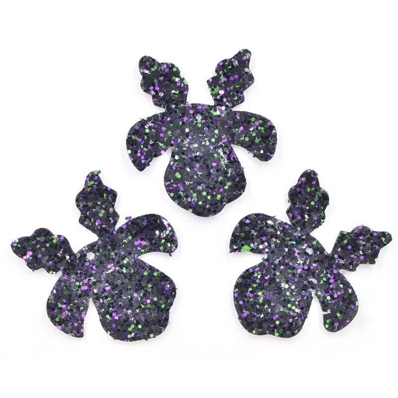 

20Pcs 46*51mm Shining Glitter Leather Fabric Padded Patches Elk Deer Appliques for DIY Christmas Decorations K54