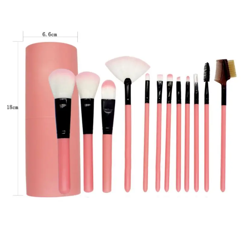 

12PCS Complete Eye Makeup Brush Set Eyeshadow Eyeliner Pencil Makeup Brushes Rose Golden Handle Aluminum Pot D1