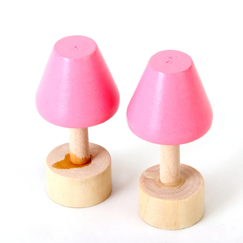 1:12 Wooden Dollhouse Wooden Furniture Bedroom Bed Pillow Wardrobe Bedside Set Pink House Decor Accessories Pretend Play Toys