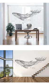 

Black DIY 3D Geometric Whale PVC Wall Decals/Adhesive Family Wall Stickers Mural Art Home Decor Large 165*55Cm