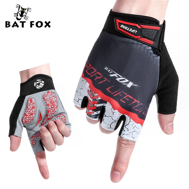 BATFOX мужские и женские перчатки с полупальцами, велосипедные короткие перчатки для горного велосипеда, мужские спортивные перчатки для велоспорта