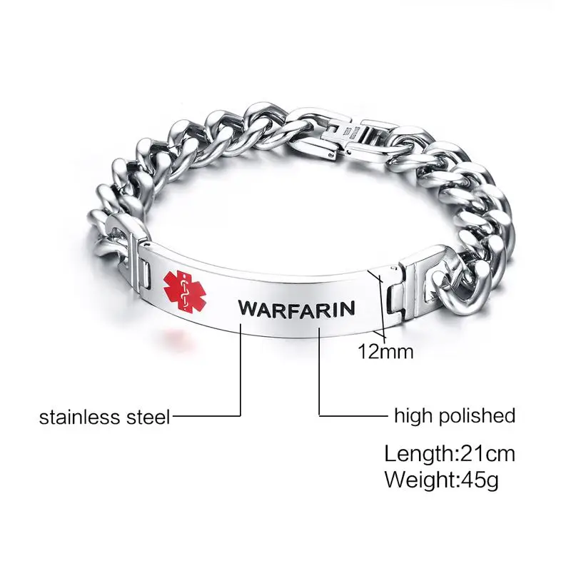 BLOOD THINNER Stainless Steel Medical Alert Heart Charm w// Lobster Clasp