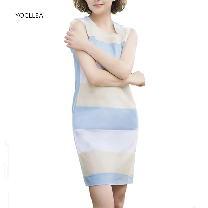 

2019 Cotton Linen Dresses Striped Summer dress Women Sleeveless Boho Mini dress Sundress Casual women's clothing
