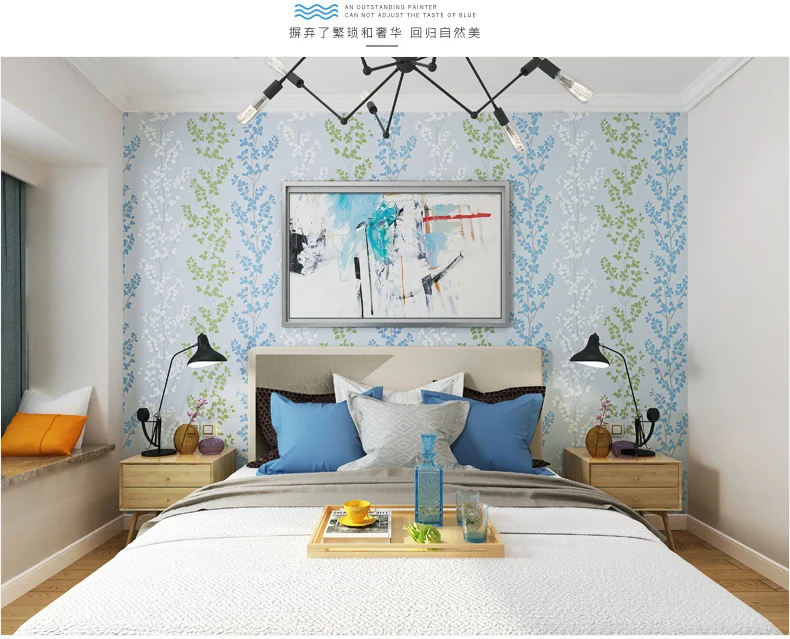 Modern Style Wallpaper Nordic Small Leaf Bedroom Bedside Living Room Sofa Tv Background Non-woven Wallpaper