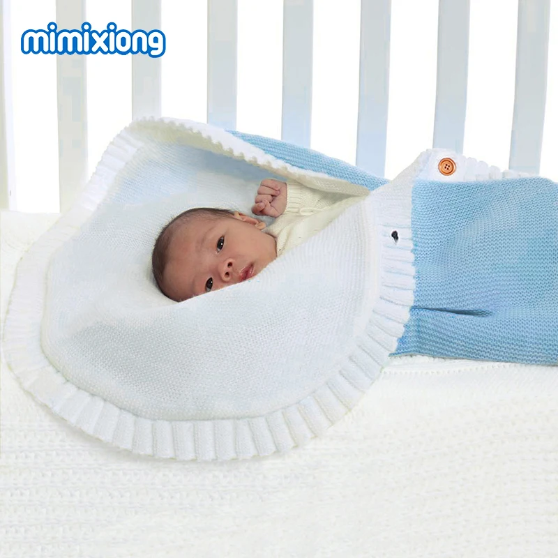

Pink Envelope For Newborns Winter Thermal Baby Boys Sleeping Bag Swaddle Wrap Blue Knit Stroller Discharge Blankets Autumn Girls
