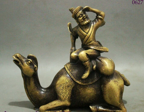 

shitou 002746 7" Ancient Chinese Bronze North Gaucho Ride Camel llama Art Set Statue Sculpture