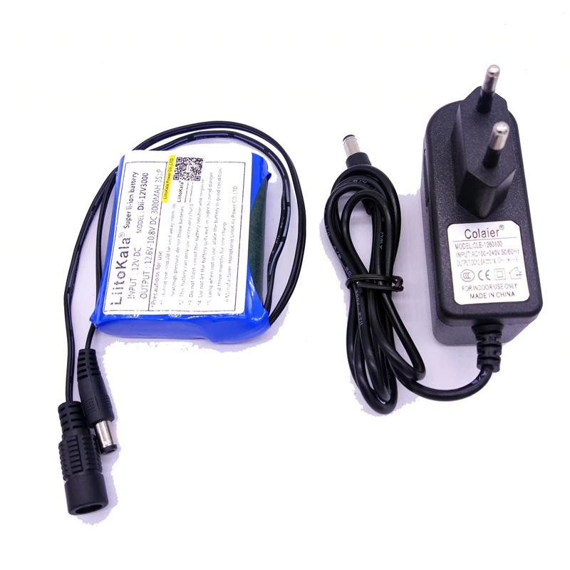  Liitokala 12V 3000mAh battery pack Li ion recargable y La C Mara de CCTV cargador+1A charger - 32450653088