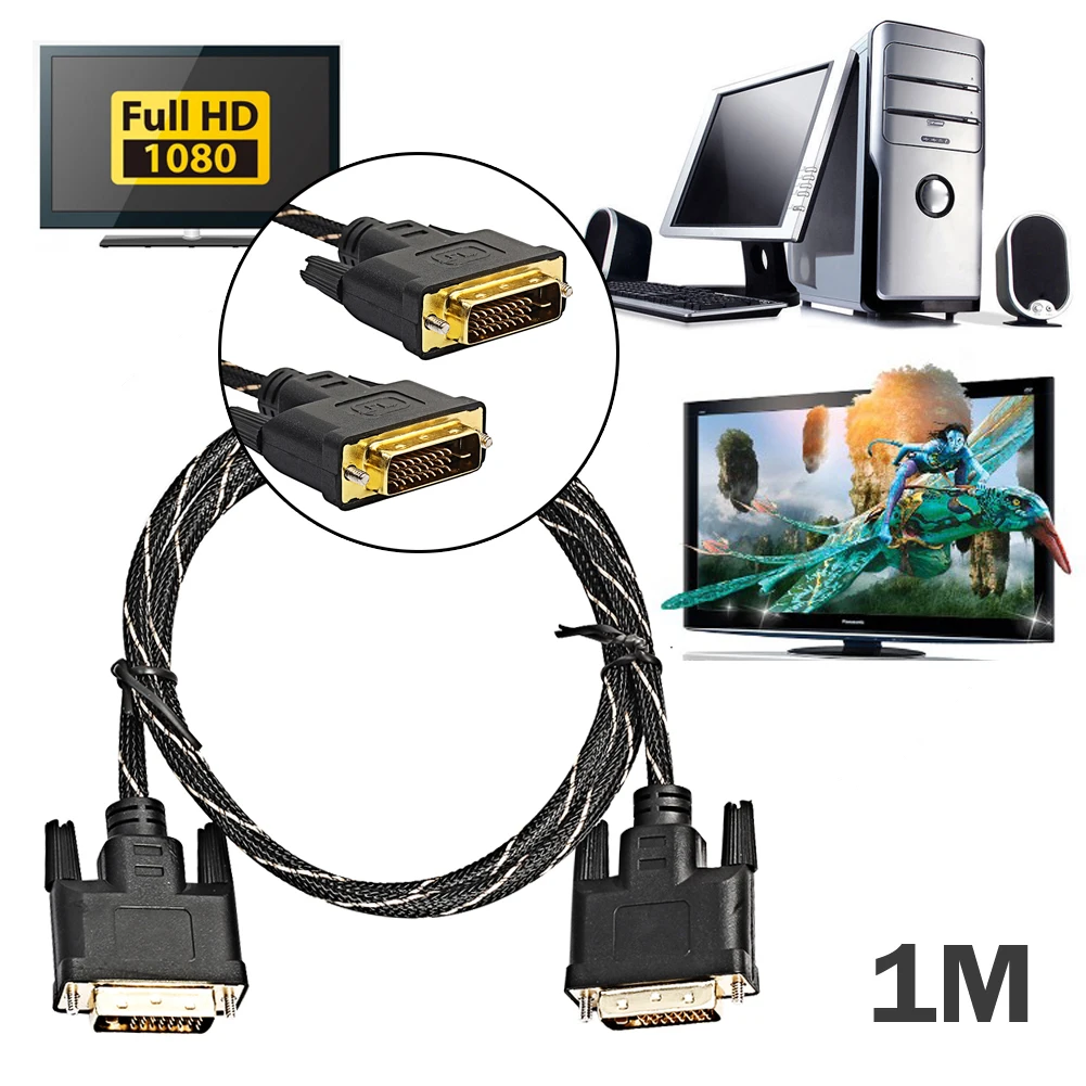 Цифровой Монитор DVI D к DVI-D 24+ 1 золотой штыревой Двойной Канал HD ТВ Кабель DVI к DVI кабель для цифровых CRT дисплеев 0,5 M-3 M