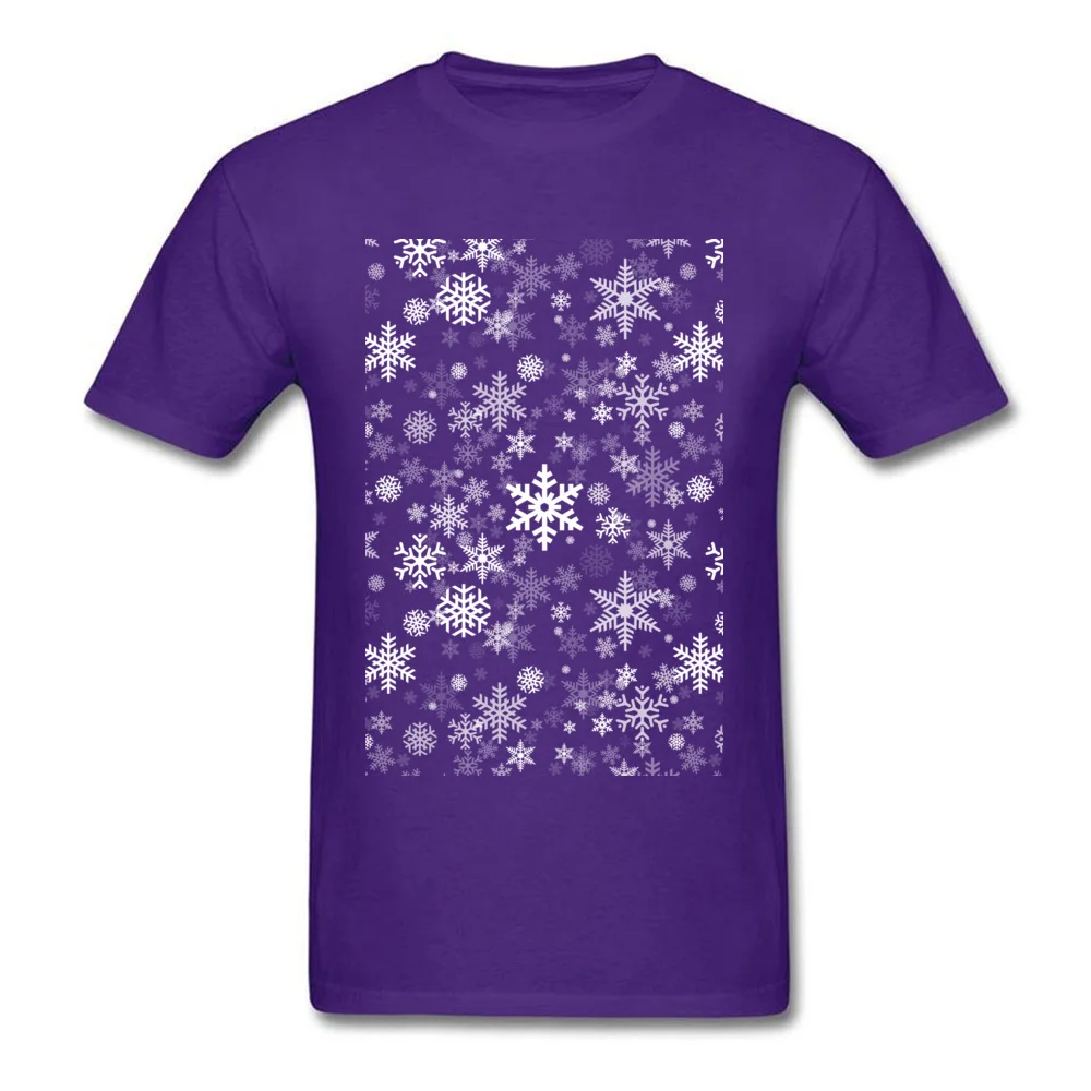 Casual Festive Snowflakes T Shirt for Men Classic April FOOL DAY O-Neck All Cotton Short Sleeve T-shirts Customized Tee Shirts Festive Snowflakes purple