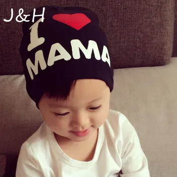 

2018 Spring Autumn I lOVE PAPA MAMA Knitted Warm Cotton Beanie Baby Winter Hat Photography Props Kids Hat Drop Shipping