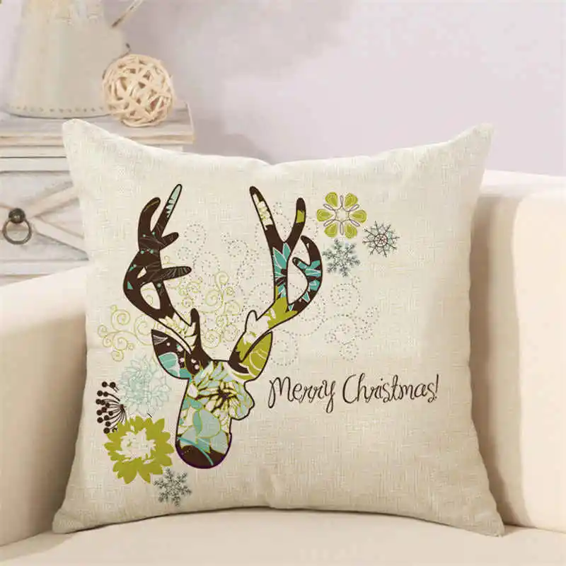 throw pillowcase merry christmas deer cushion cover (4)