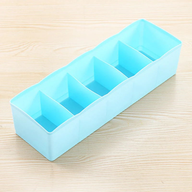 

5 Grid Underwear Socks Storage Box Drawer Organizer Candy Color Stackable Plastic Box Desktop Sundries Jewelry Makeup Organizer