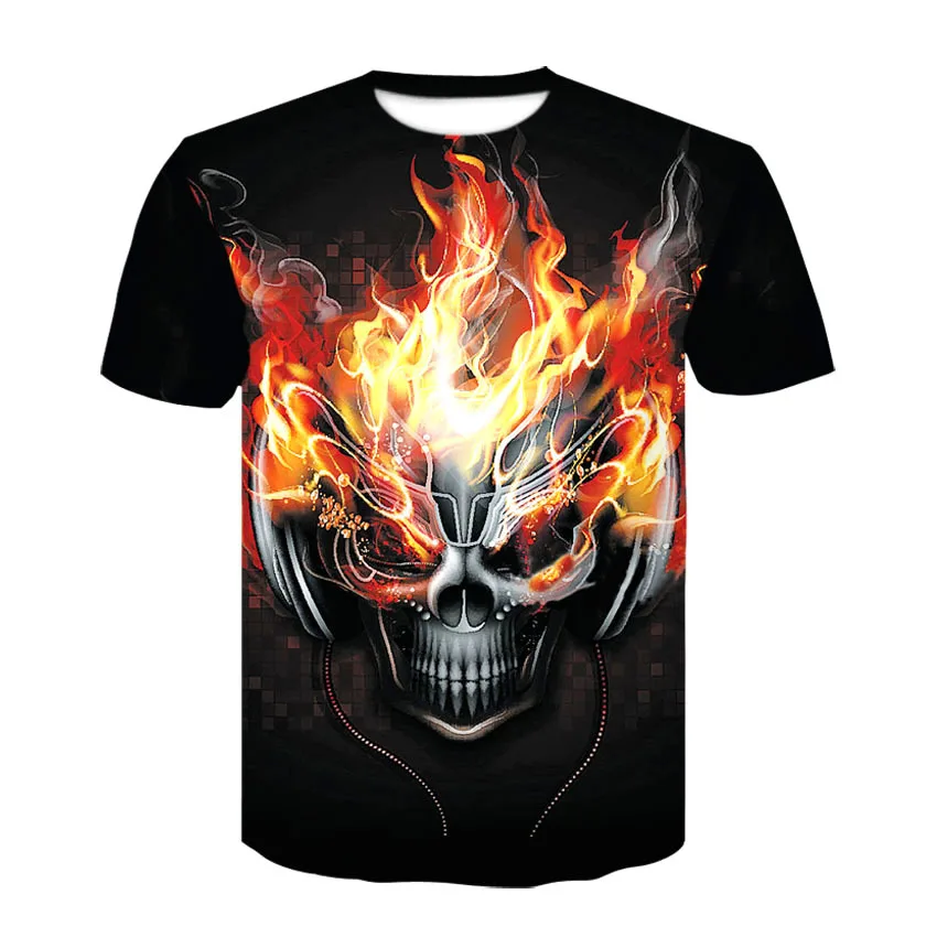 

New Skull T Shirt Halloween Men Women 3D Print DJ T-shirt Short Sleeve Oneck Hip-Hop Tees Summer Tops Cool tshirt Custom Clothes