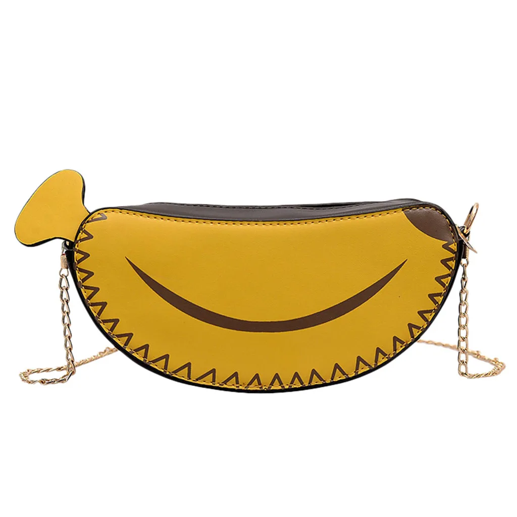 Women crossbody bag Fashion Girls College Leather Wild Chain Cute Banana Shoulder Messenger Bag omuz çantası /0.7