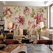 Best Price Customize wallpaper papel de parede sala Small fresh garden peony roses mural backdrop papel contact 3d wallpaper for walls 3 d