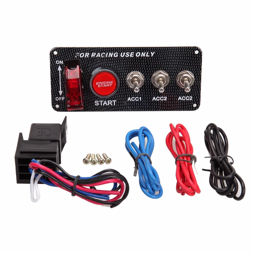 Racing Car 12V Ignition Switch Panel Engine Start Push Button LED